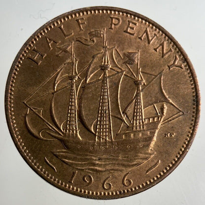 1966 Elizabeth II 2nd Half-Penny Coin | Very Fine Grade