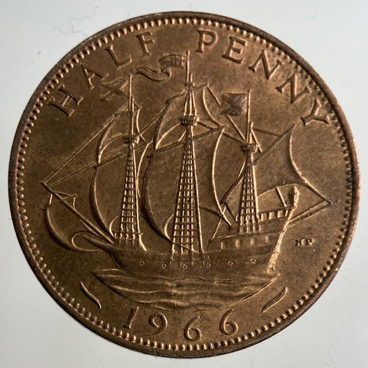 1966 Elizabeth II 2nd Half-Penny Coin | Very Fine Grade