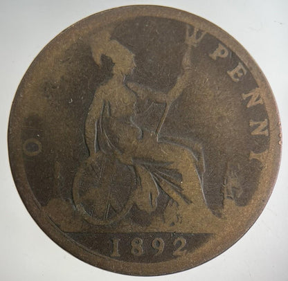 1892 Victoria One Penny Coin | Collectable Grade