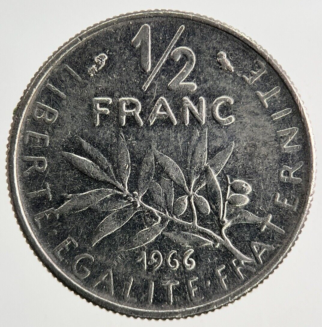 1966 France 1/2 Half Franc Coin | Very High Grade