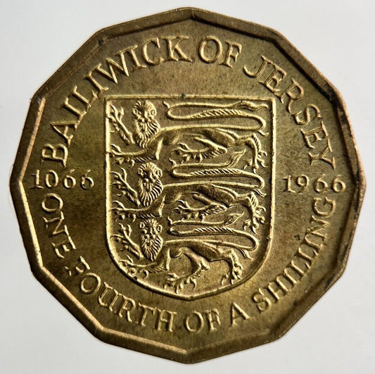 1966 Jersey One Fourth Of A Shilling 1/4th Coin | Very High Grade