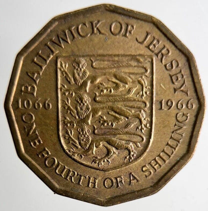 1966 Jersey 1/4th Shilling Coin | Fine Collectable Grade