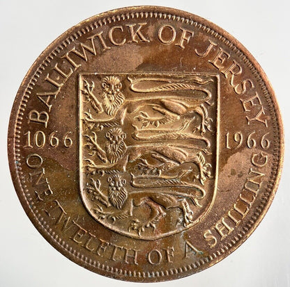 1966 Jersey 1/12 One Twelfth Of A Shilling Coin | Fine Collectable Grade