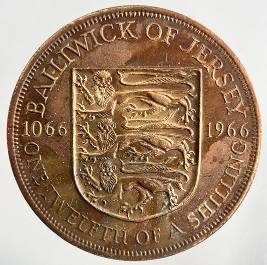 1966 Jersey 1/12 One Twelfth Of A Shilling Coin | Fine Collectable Grade