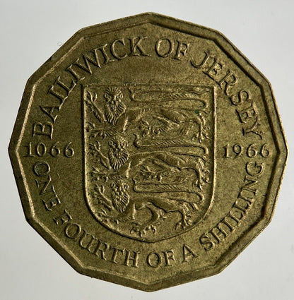 1966 Jersey 1/4 One Fourth Of A Shilling Coin | Fine Collectable Grade