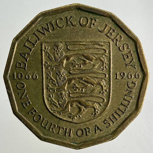 1966 Jersey 1/4 One Fourth Of A Shilling Coin | Fine Collectable Grade