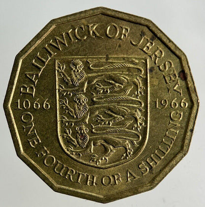 1966 Jersey 1/4 One Fourth Of A Shilling Coin | Fine Collectable Grade