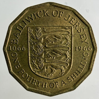 1966 Jersey 1/4 One Fourth Of A Shilling Coin | Fine Collectable Grade