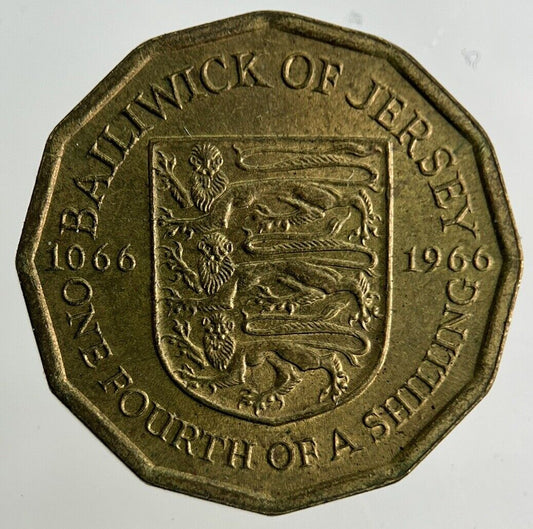 1966 Jersey 1/4 One Fourth Of A Shilling Coin | Fine Collectable Grade
