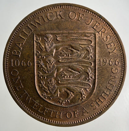 1966 Jersey 1/12 One Twelfth Of A Shilling Coin | Fine Collectable Grade