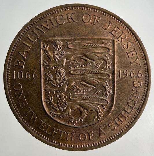 1966 Jersey 1/12 One Twelfth Of A Shilling Coin | Fine Collectable Grade