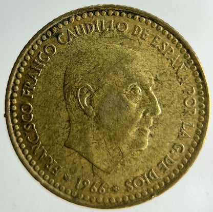 1966 Spain 1 Una Peseta Coin | Fine Collectable Grade