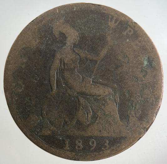 1893 Victoria One Penny Coin | Collectable Grade