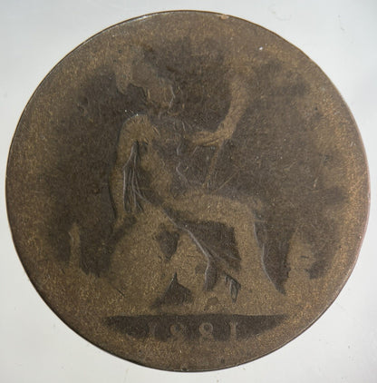 1881 Victoria One Penny Coin | Collectable Grade