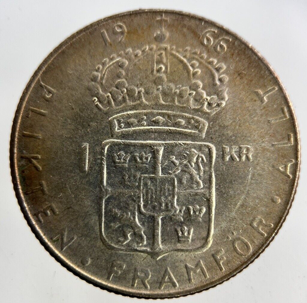 1966 Sweden 1 Krona Silver Coin | Fine Collectable Grade