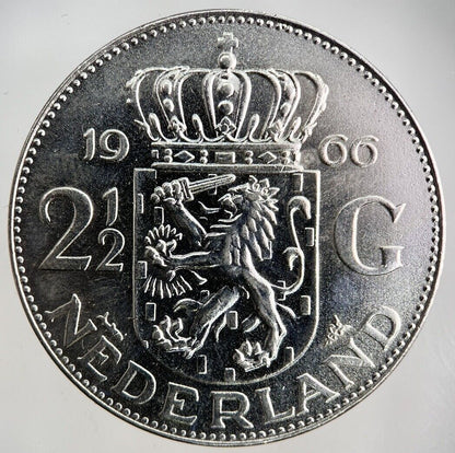 1966 Netherlands 2 1/2 Two And Half Gulden Silver Coin | Very High Grade