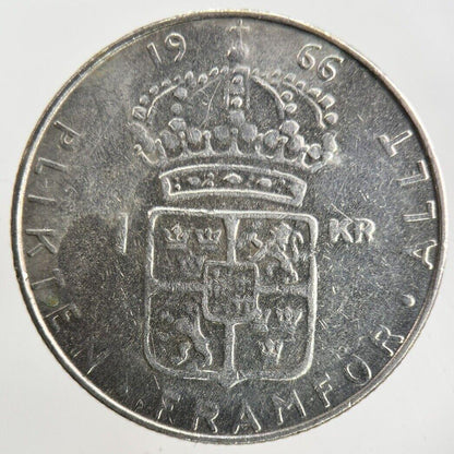 1966 Sweden 1 Krona Silver Coin | Fine Collectable Grade