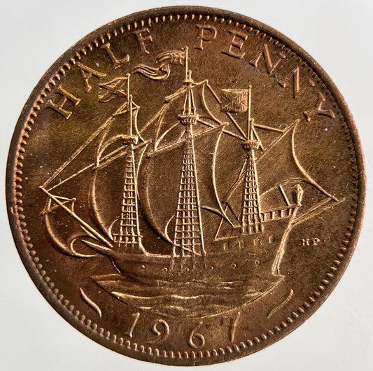 1967 Elizabeth II 2nd Half-Penny Coin | Very High Grade