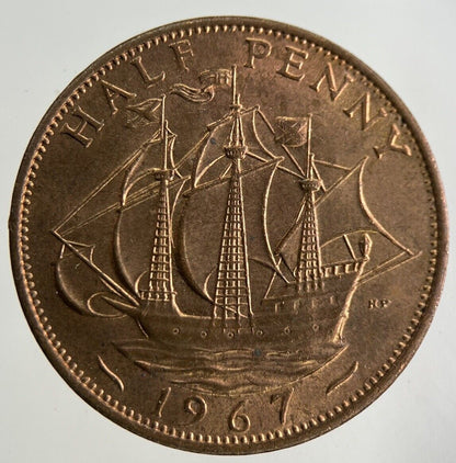 1967 Elizabeth II 2nd Half-Penny Coin | Very Fine Grade