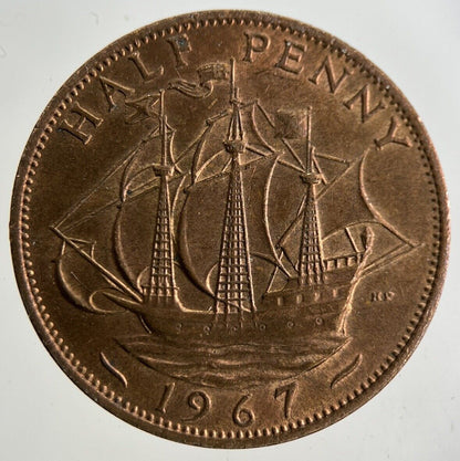 1967 Elizabeth II 2nd Half-Penny Coin | Very Fine Grade