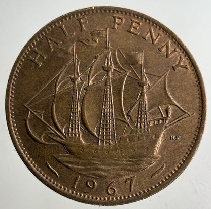 1967 Elizabeth II 2nd Half-Penny Coin | Very Fine Grade