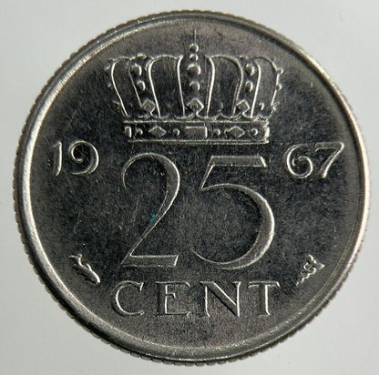 1967 Netherlands 25 Cents Coin | Fine Collectable Grade