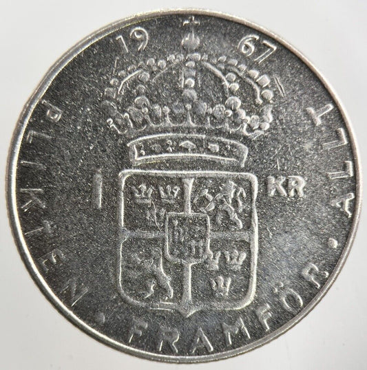 1967 Sweden 1 Krona Silver Coin | Fine Collectable Grade
