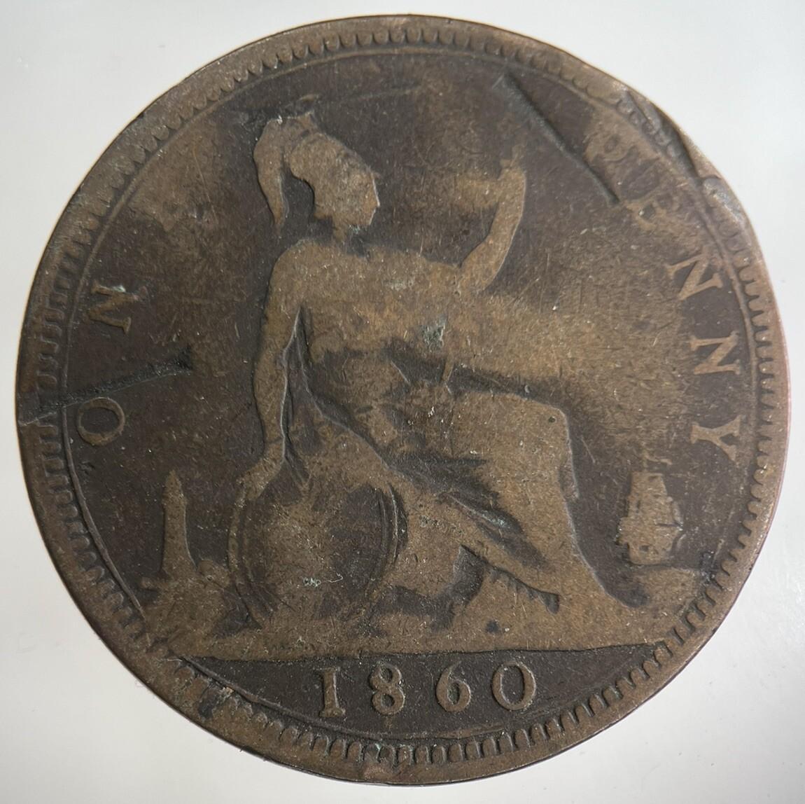 1860 Victoria One Penny Coin | Collectable Grade