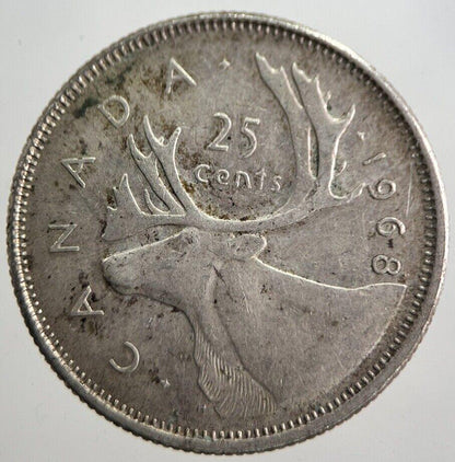 1968 Canada 25 Cents Silver Coin | Fine Collectable Grade | a7633