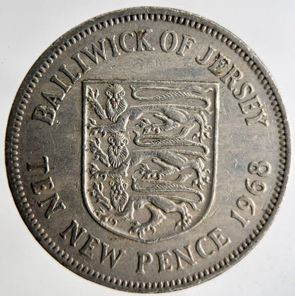 1968 Bailiwick Of Jersey 10p Ten 10 Pence Coin | Fine Collectable Grade