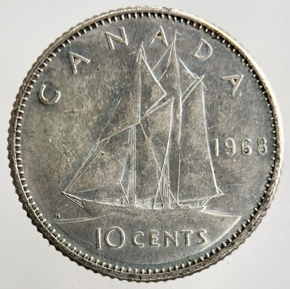 1968 Canada 10 Cents Silver Coin | Fine Collectable Grade