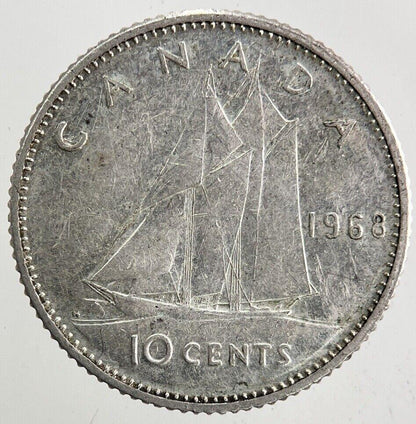 1968 Canada 10 Cents Silver Coin | Fine Collectable Grade