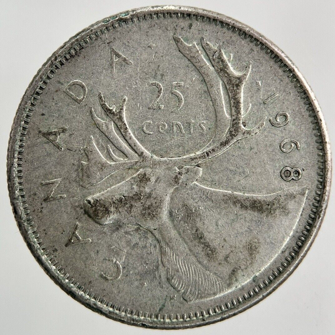 1968 Canada 25 Cents Silver Coin | Fine Collectable Grade