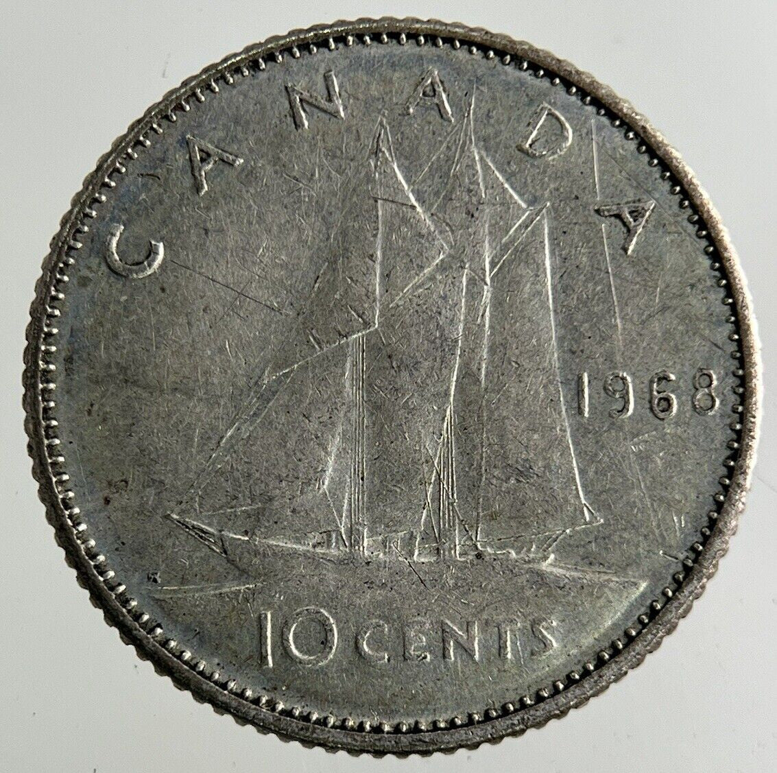 1968 Canada 10 Cents Silver Coin | Fine Collectable Grade
