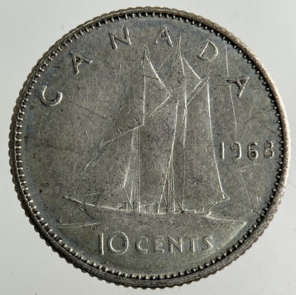 1968 Canada 10 Cents Silver Coin | Fine Collectable Grade