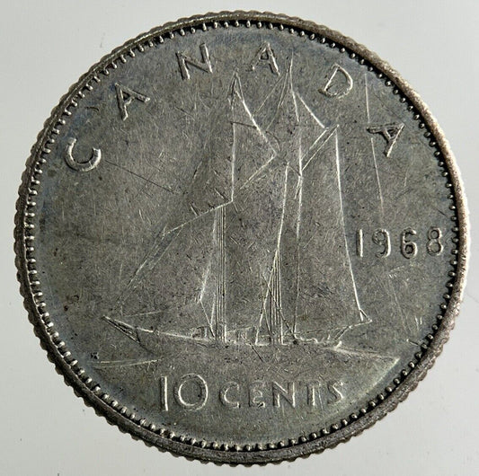 1968 Canada 10 Cents Silver Coin | Fine Collectable Grade