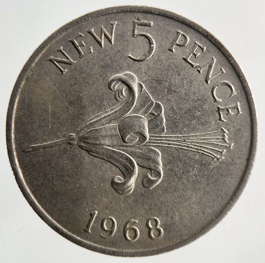 1968 Guernsey 5p Five-Pence Coin | Fine Collectable Grade