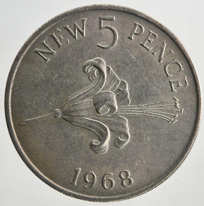 1968 Guernsey 5p Five-Pence Coin | Fine Collectable Grade