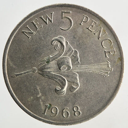 1968 Guernsey 5p Five-Pence Coin | Fine Collectable Grade