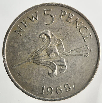 1968 Guernsey 5p Five-Pence Coin | Fine Collectable Grade
