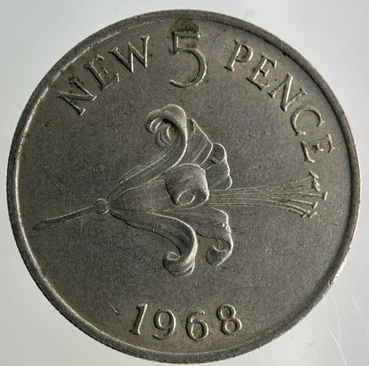 1968 Guernsey 5p Five-Pence Coin | Fine Collectable Grade