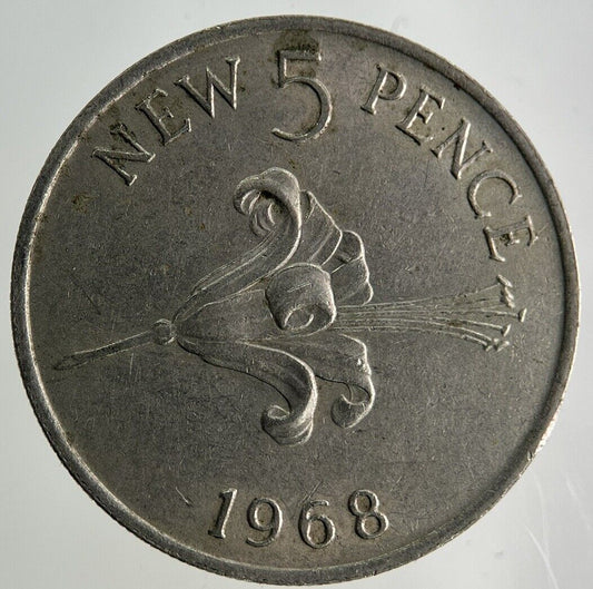 1968 Guernsey 5p Five-Pence Coin | Fine Collectable Grade