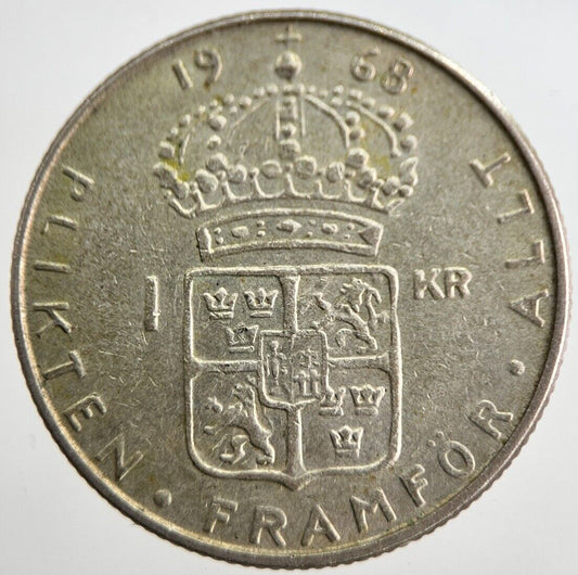 1968 Sweden 1 One Krona Silver Coin | Fine Collectable Grade | a8931