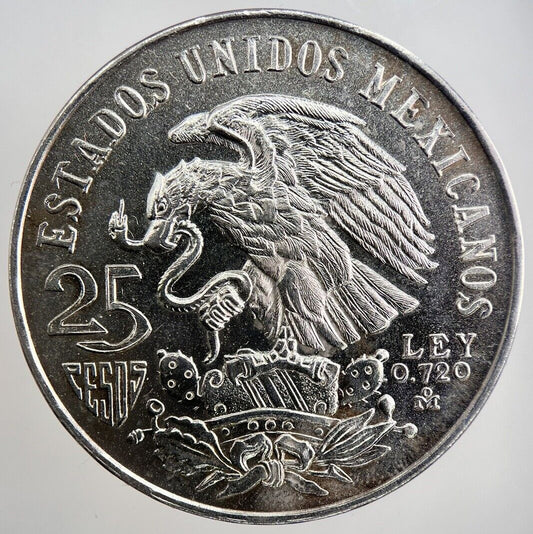 1968 Mexico 25 Pesos Olympics Silver Coin | Very High Grade | a2966