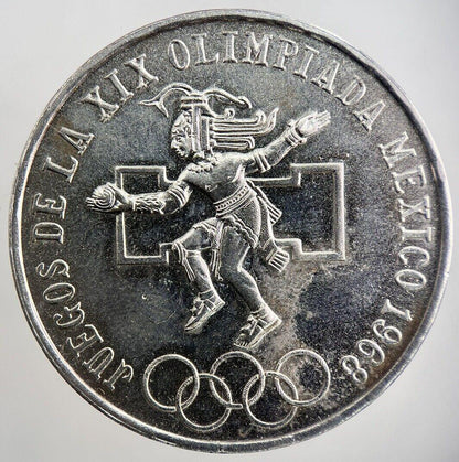 1968 Mexico 25 Pesos Olympics Silver Coin | Very High Grade | a2966