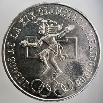 1968 Mexico 25 Pesos Olympics Silver Coin | Very High Grade | a2565