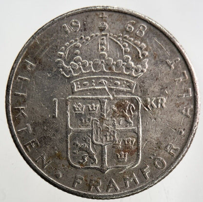 1968 Sweden 1 Krona Silver Coin | Fine Collectable Grade