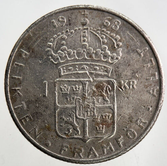 1968 Sweden 1 Krona Silver Coin | Fine Collectable Grade
