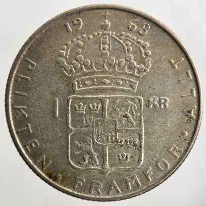1968 Sweden 1 Krona Silver Coin | Fine Collectable Grade