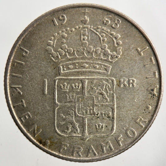 1968 Sweden 1 Krona Silver Coin | Fine Collectable Grade